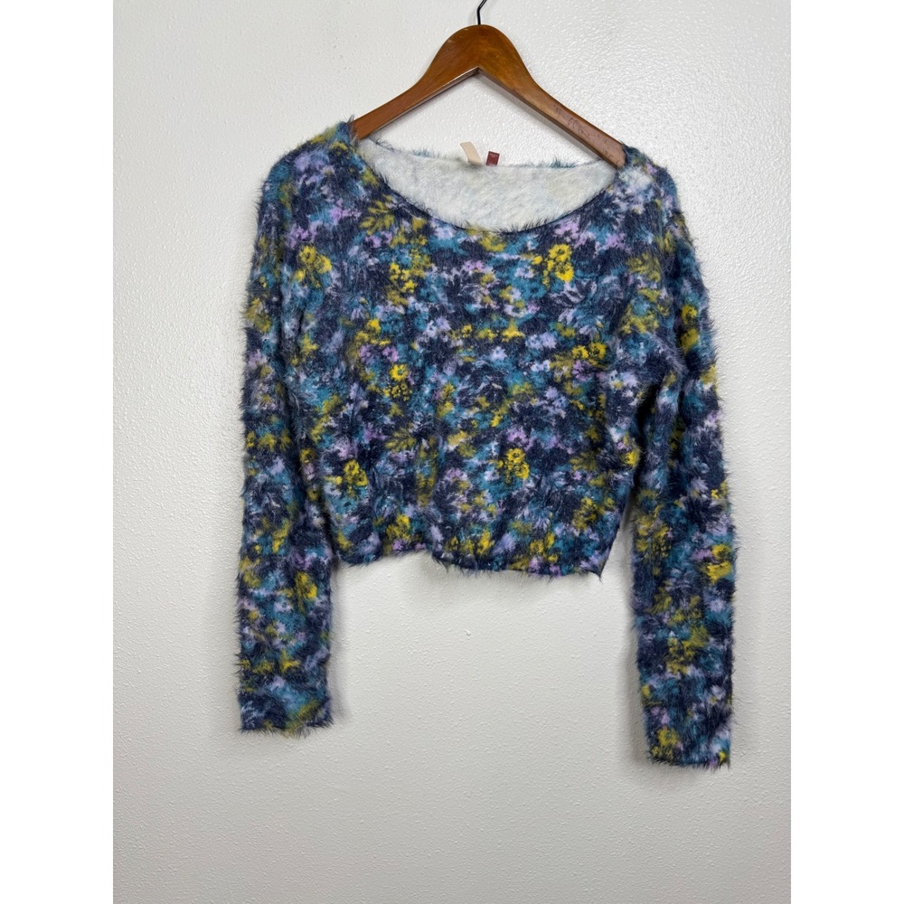 Pilcro Cropped Fuzzy Eyelash Knit Sweater Size Small